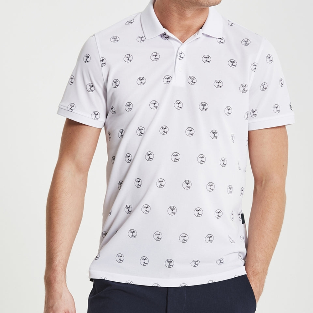 White Patterned Polo Shirt